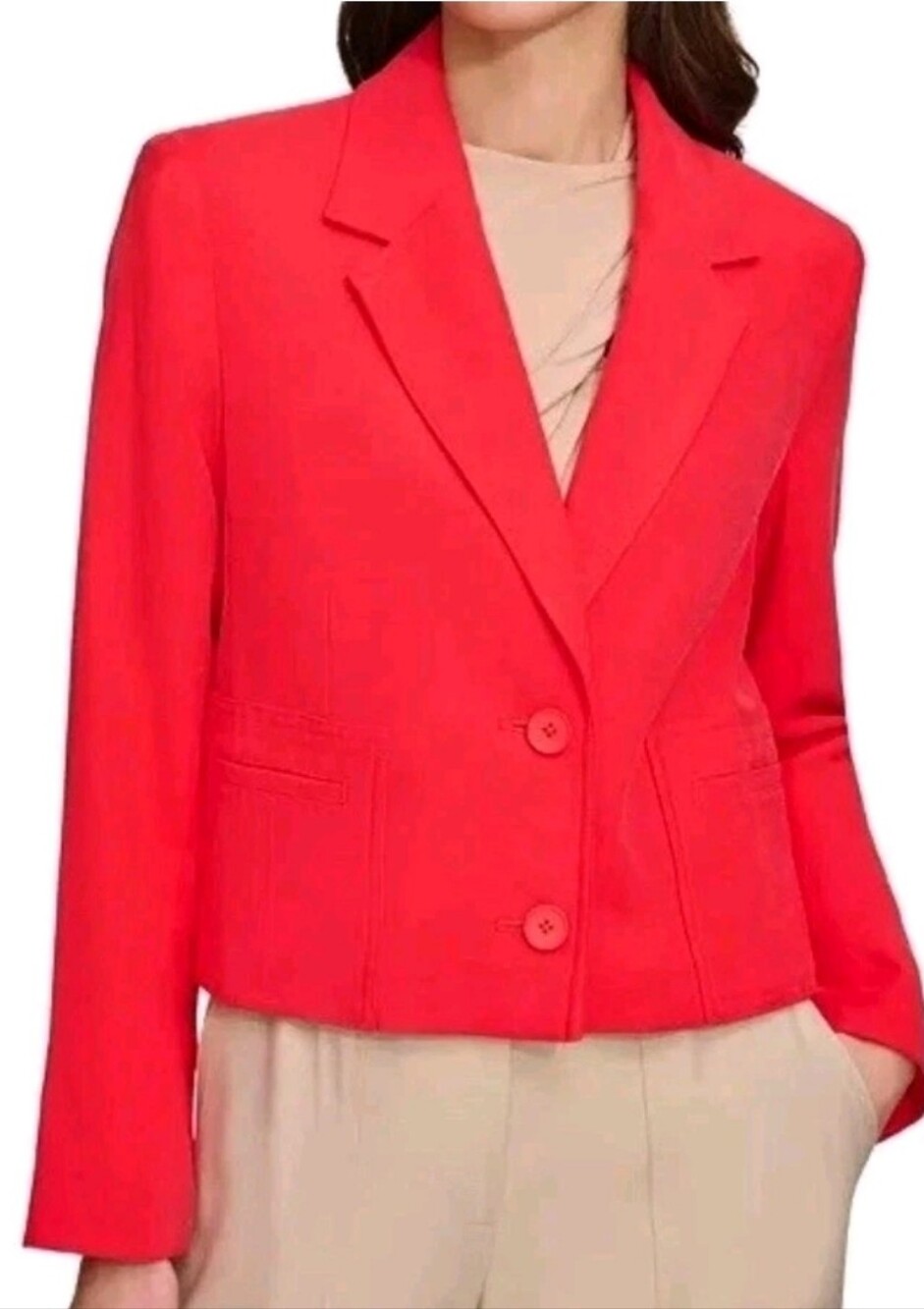 DKNY Red-ish Orange Cropped Blazer XL